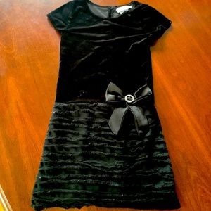 Black velvet top ruffle skirt girls dress